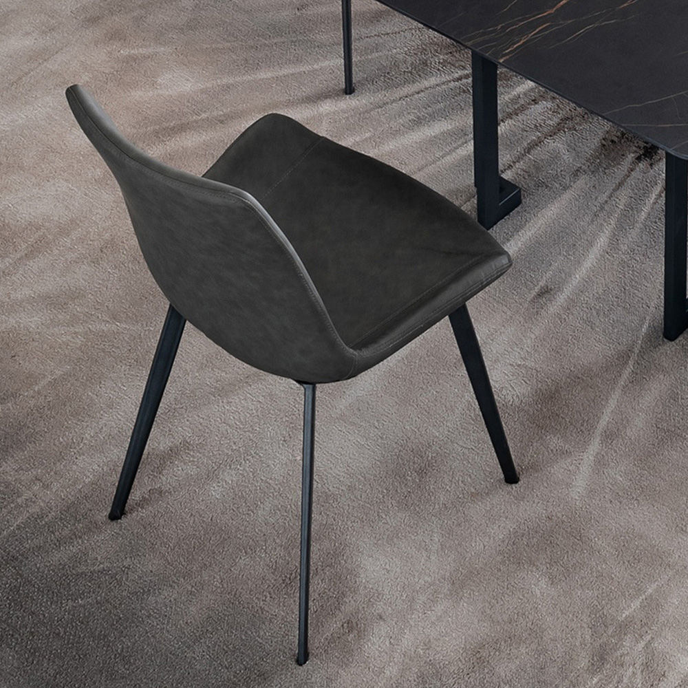 Gray Gray PU Leather Dining Chairs