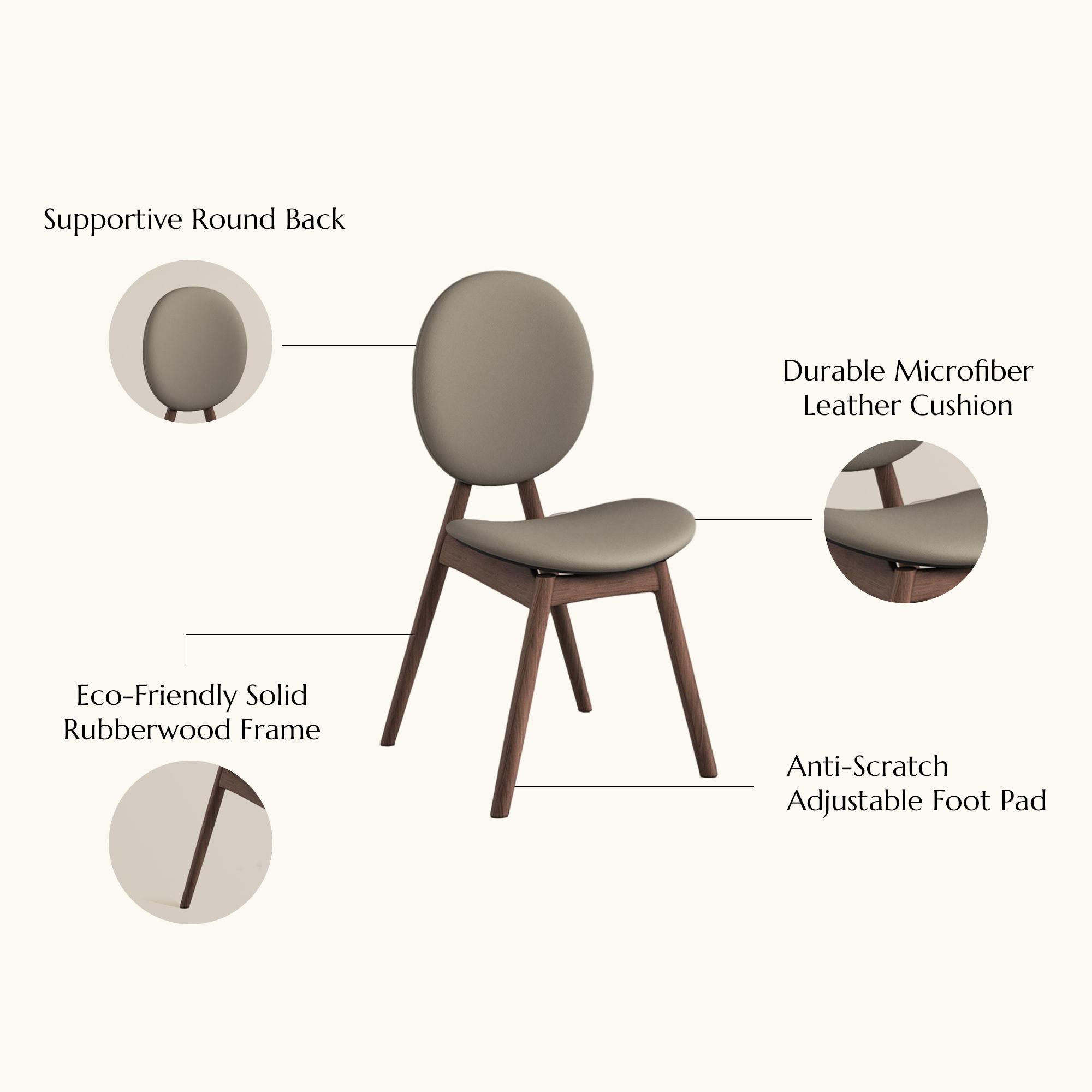 Leather Gray & Walnut PU Leather Dining Chairs