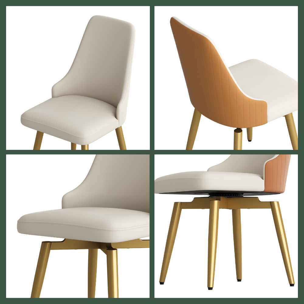Rotate Orange & Beige PU Leather Dining Chairs