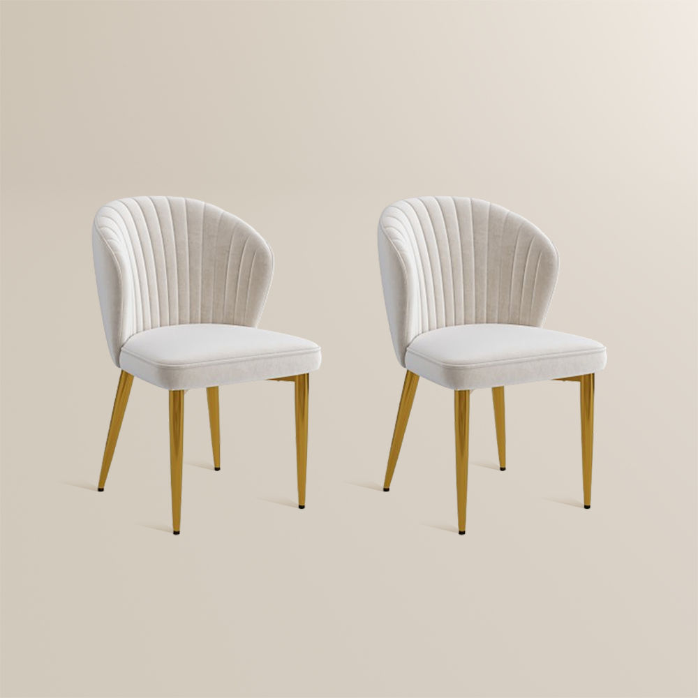 Modern Luxury Beige & Gold Velvet Dining Chairs