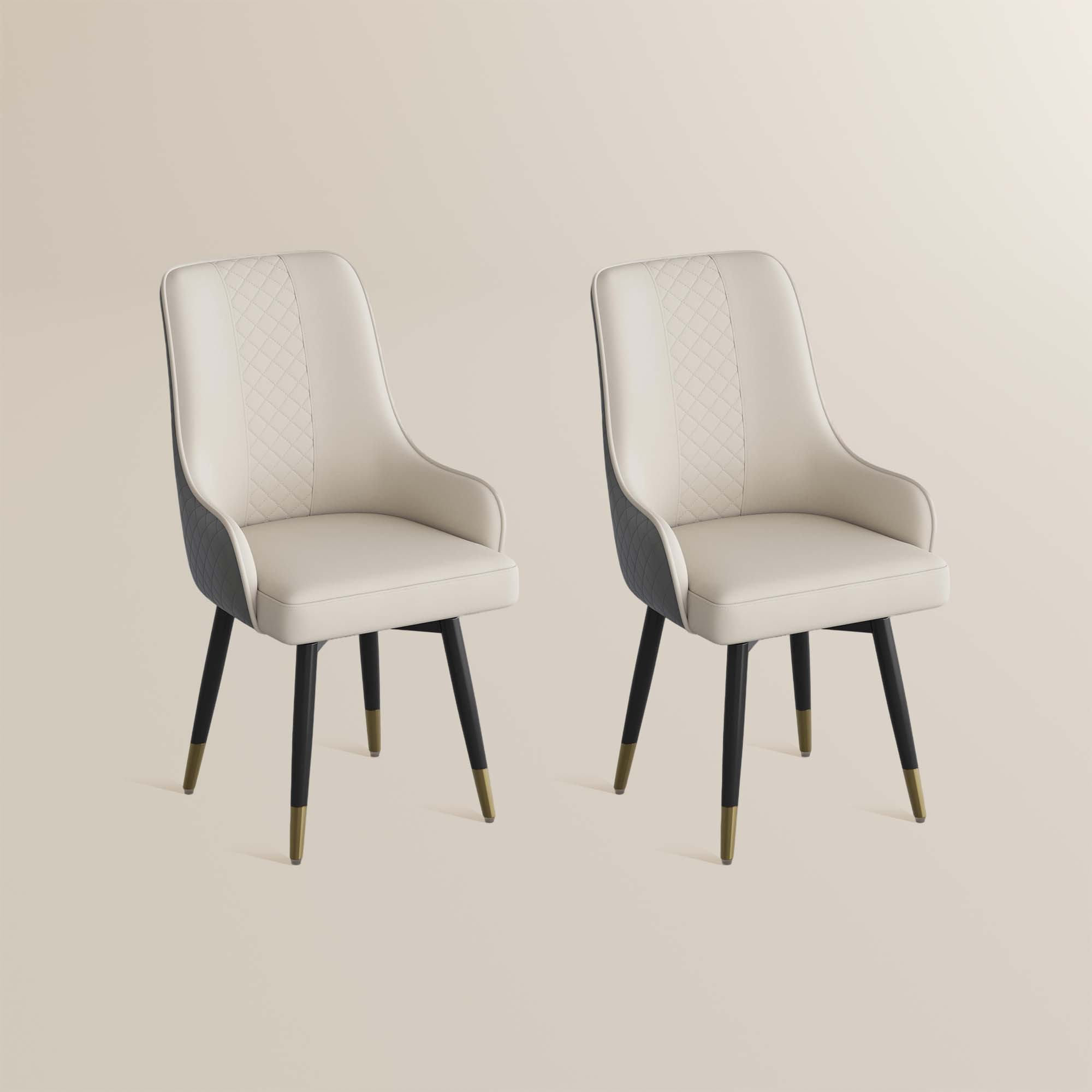 Light Gray Gray & Light Gray PU Leather Dining Chairs