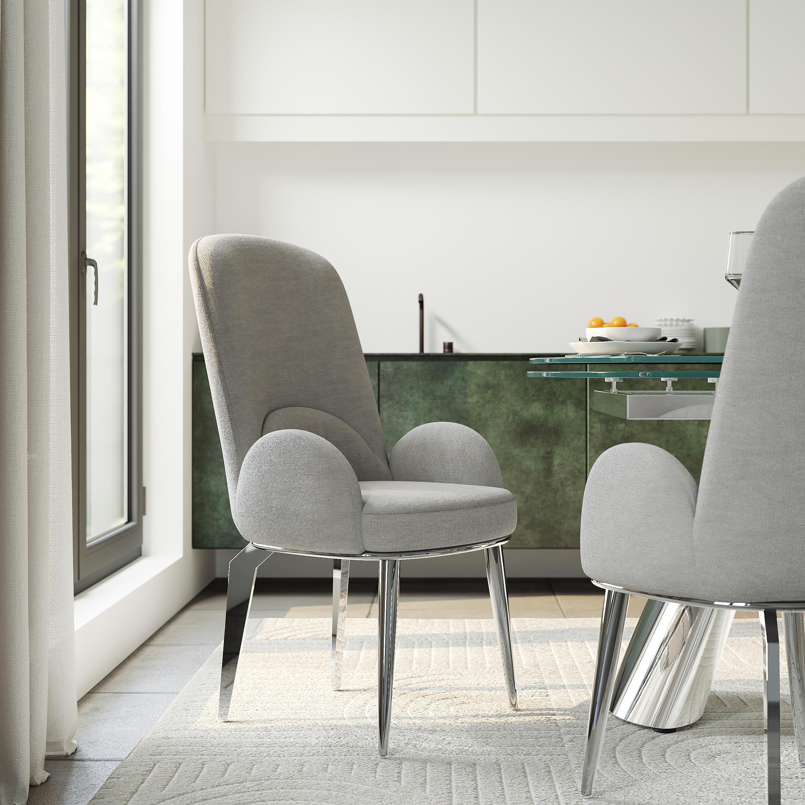 Velvet Gray & Silver Dining Chairs