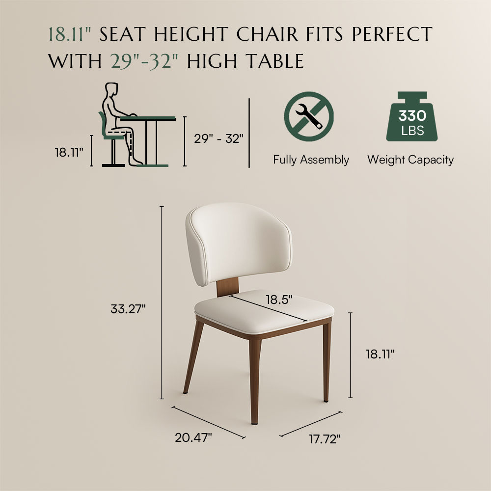 Beige Beige & Bronze PU Leather Dining Chairs