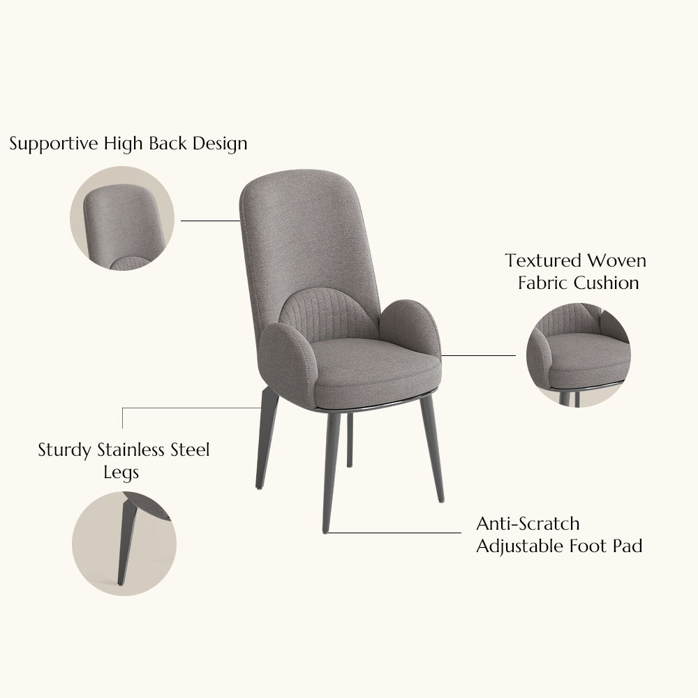 Easy Assembly Gray & Silver Woven Fabric Dining Chairs