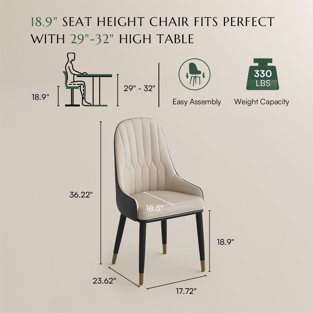 Beige Black & Beige PU Leather Dining Chairs