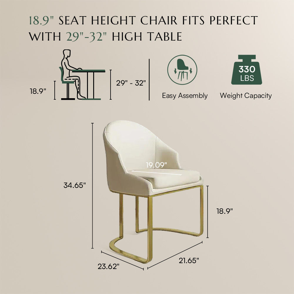 PU Leather Beige PU Leather Dining Chairs