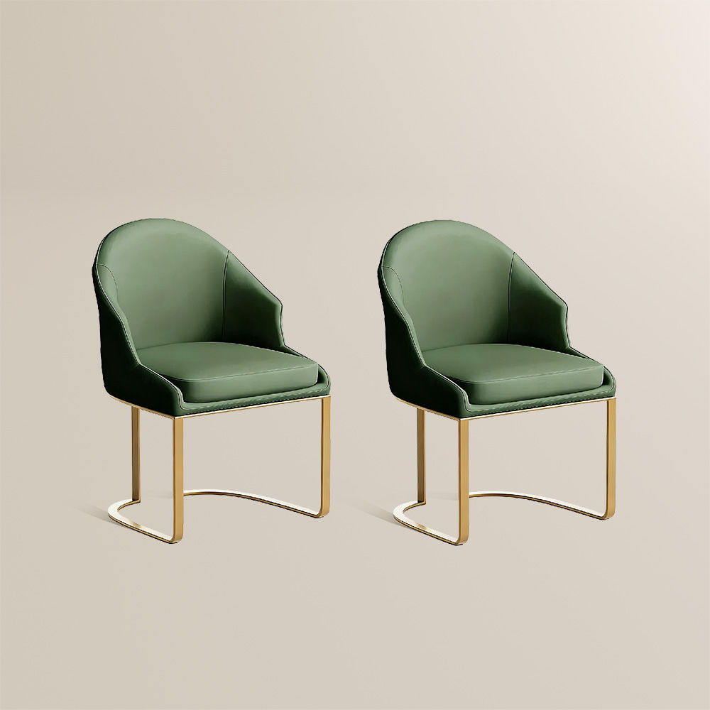 Barrel Green PU Leather Dining Chairs