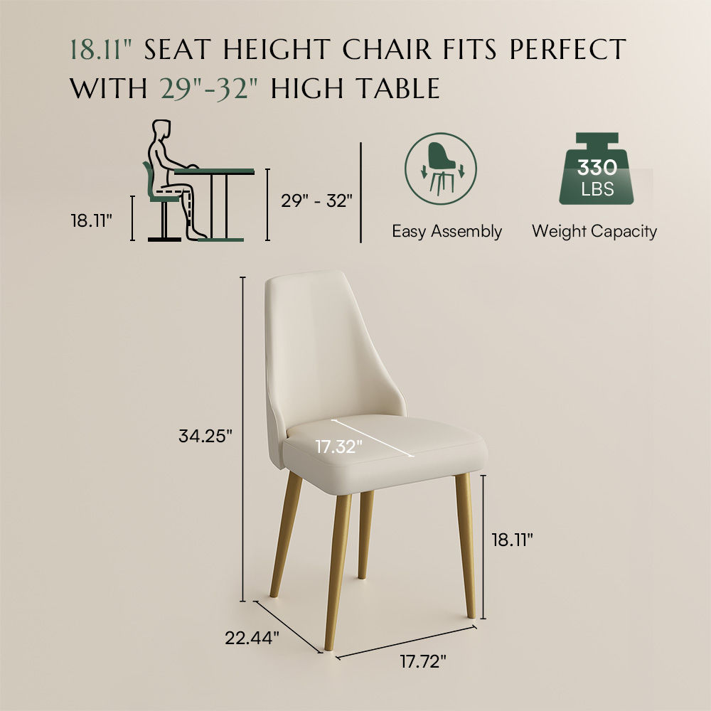 PU Leather Beige PU Leather Dining Chairs