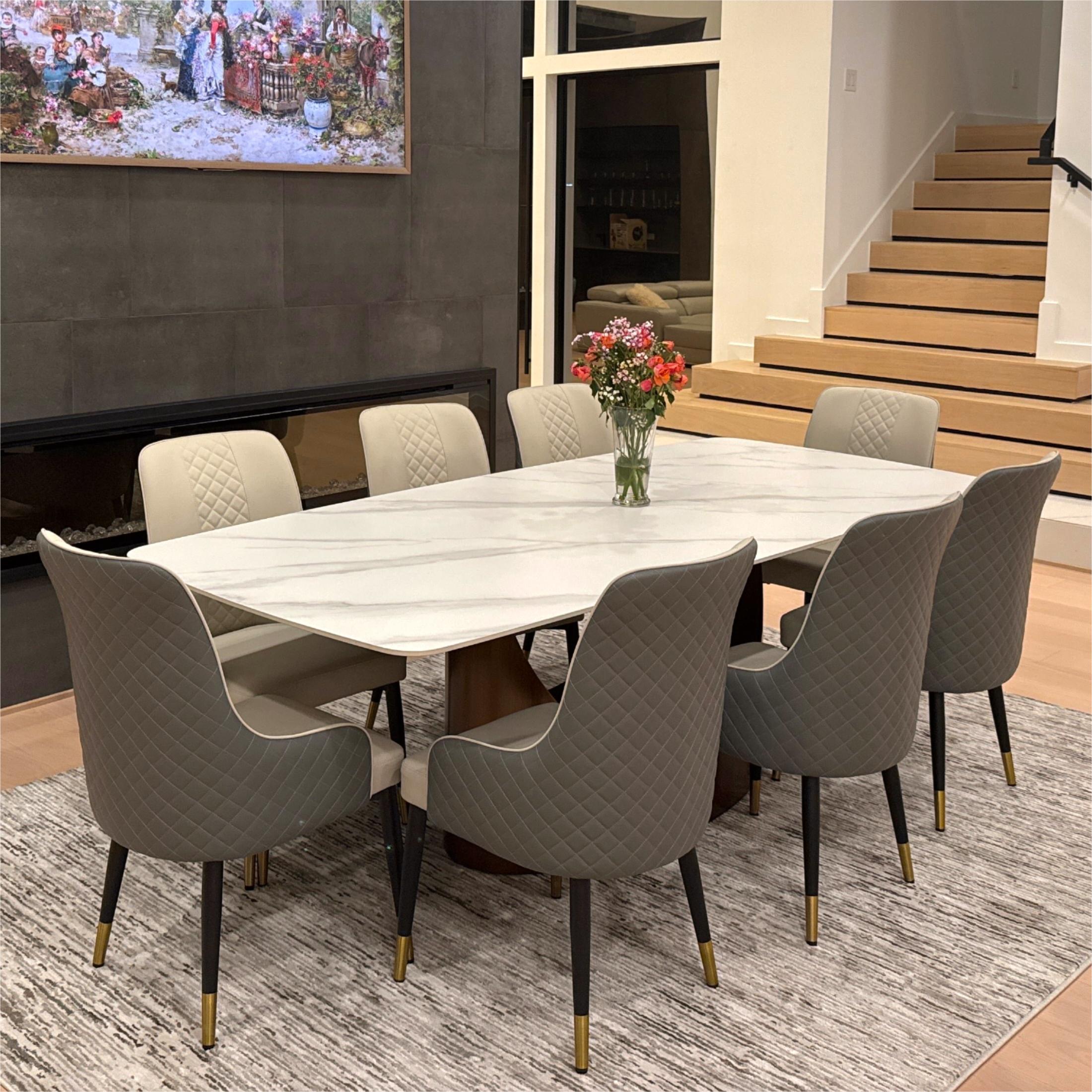Easy Assembly Gray PU Leather Dining Chairs