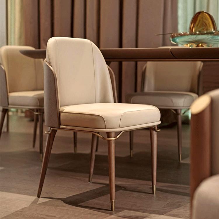 Wingback Beige & Brown PU Leather Dining Chairs