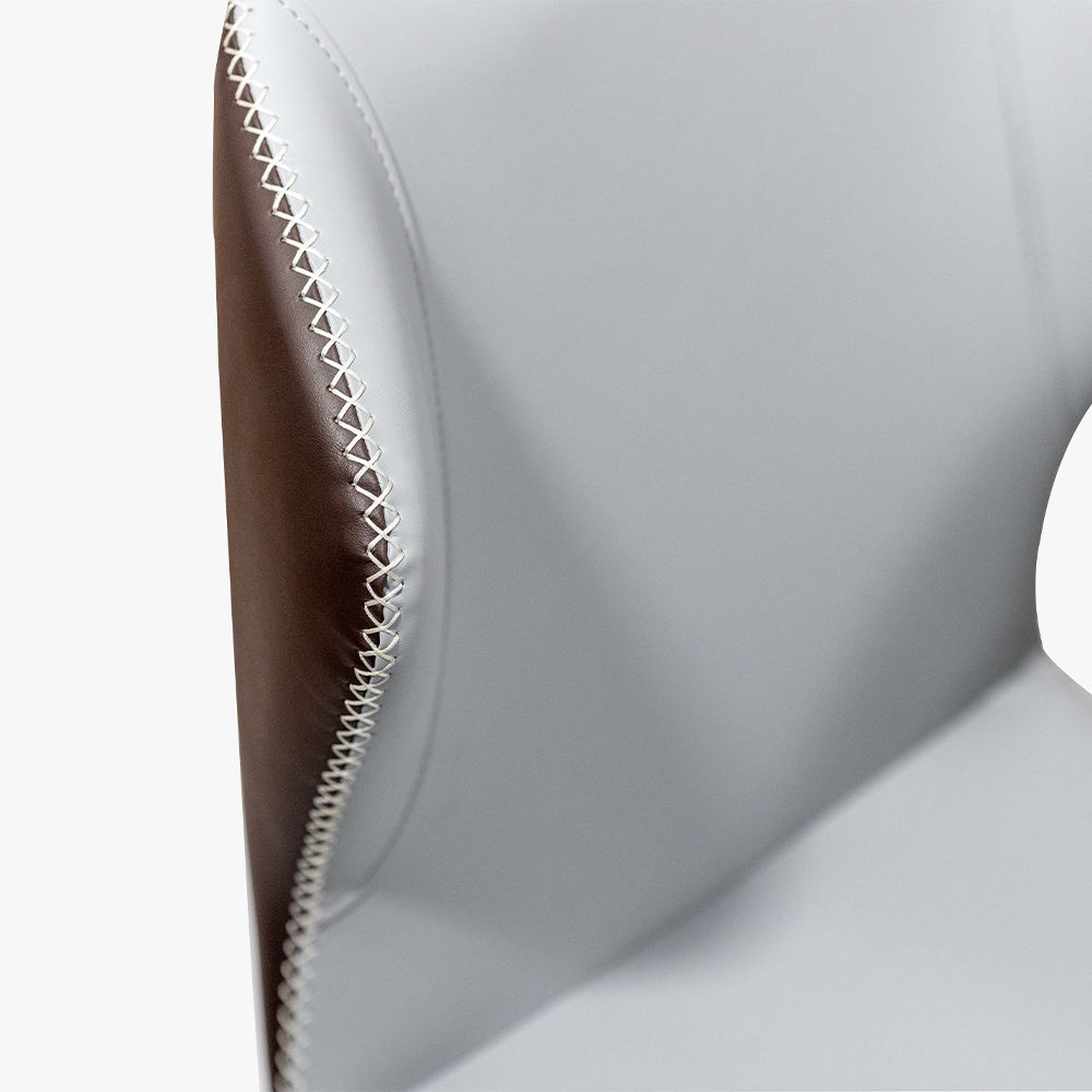 Brown Light Gray & Brown PU Leather Dining Chairs