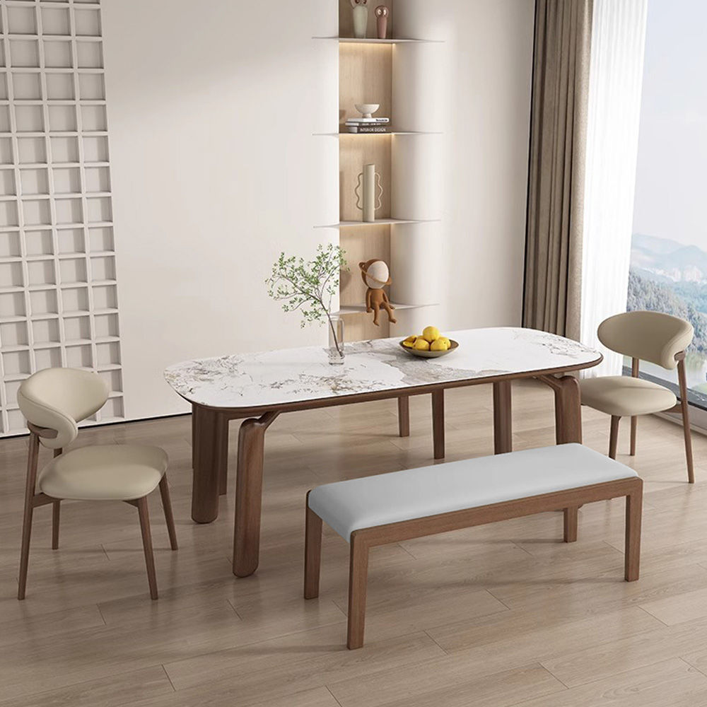 Fully Assembled Light Gray & Walnut PU Leather Dining Chairs