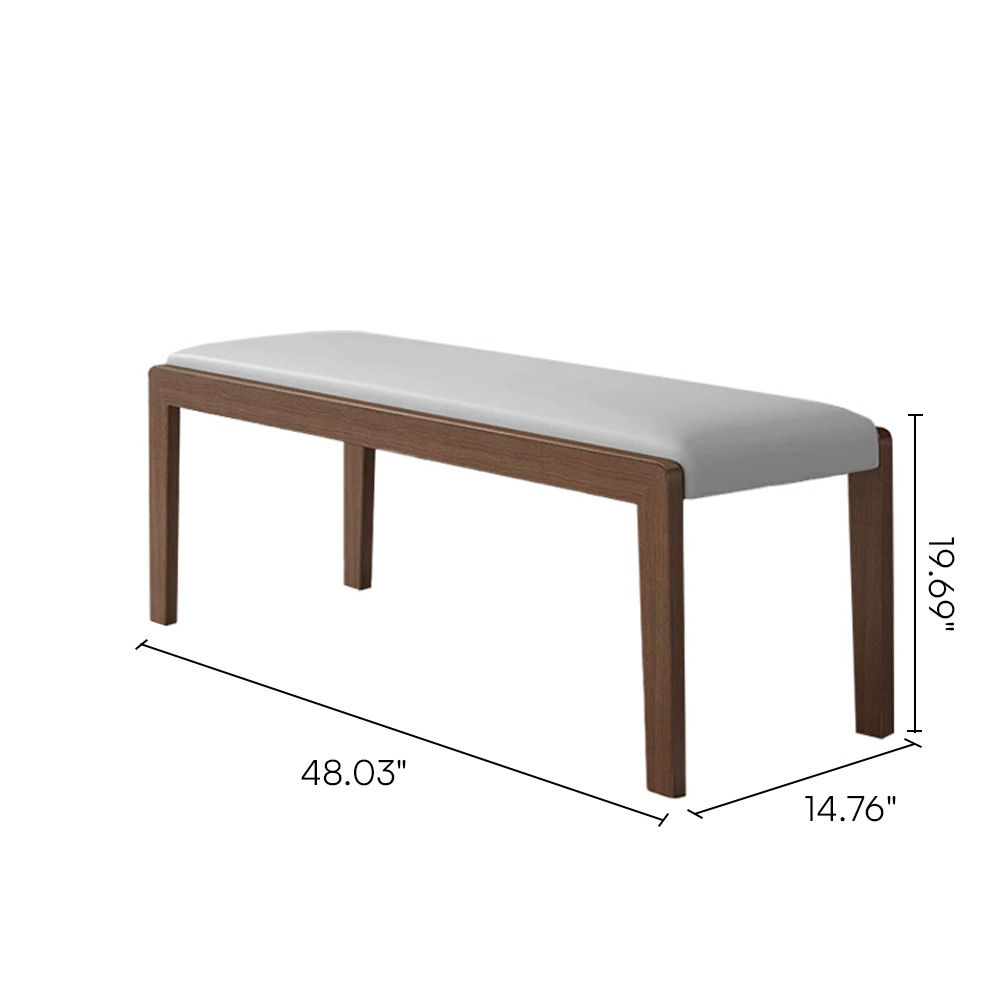 Faux Lambskin Light Gray & Walnut PU Leather Dining Chairs