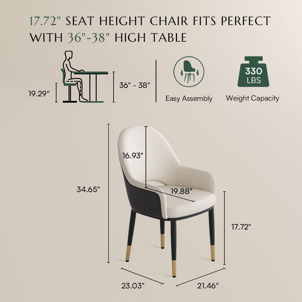 Modern Beige & Gray PU Leather Dining Chairs