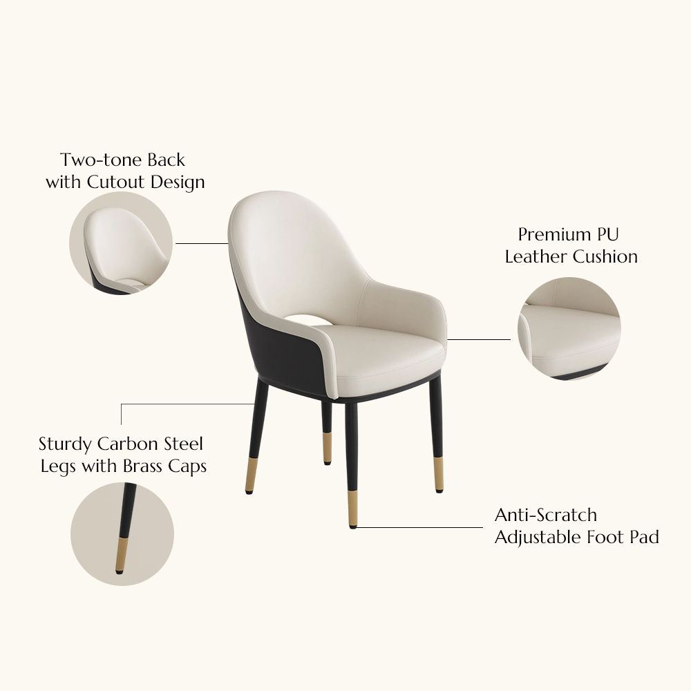 Modern Luxury Beige & Gray PU Leather Dining Chairs