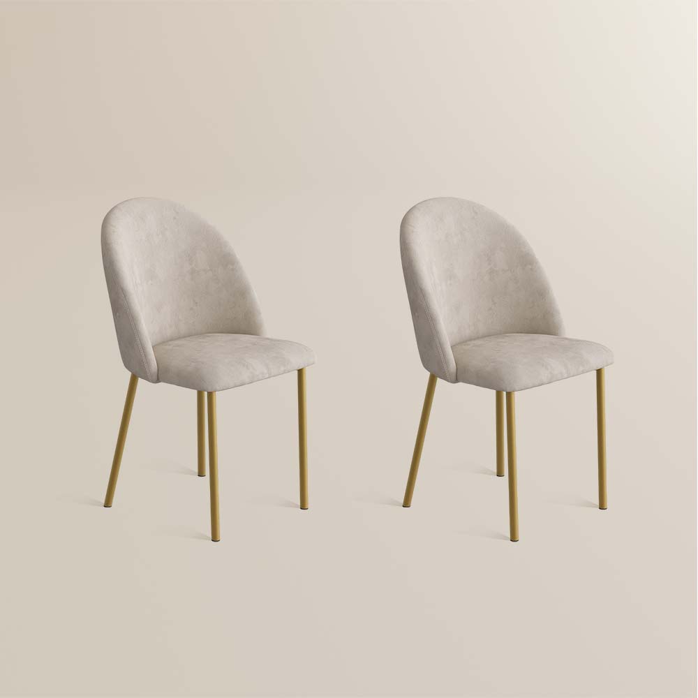 Modern Beige & Gold Velvet Dining Chairs