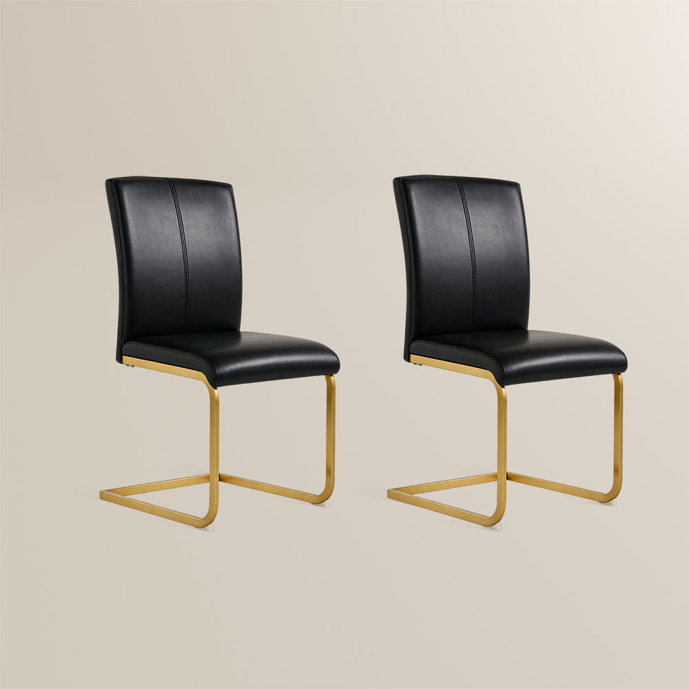 Black Black PU Leather Dining Chairs