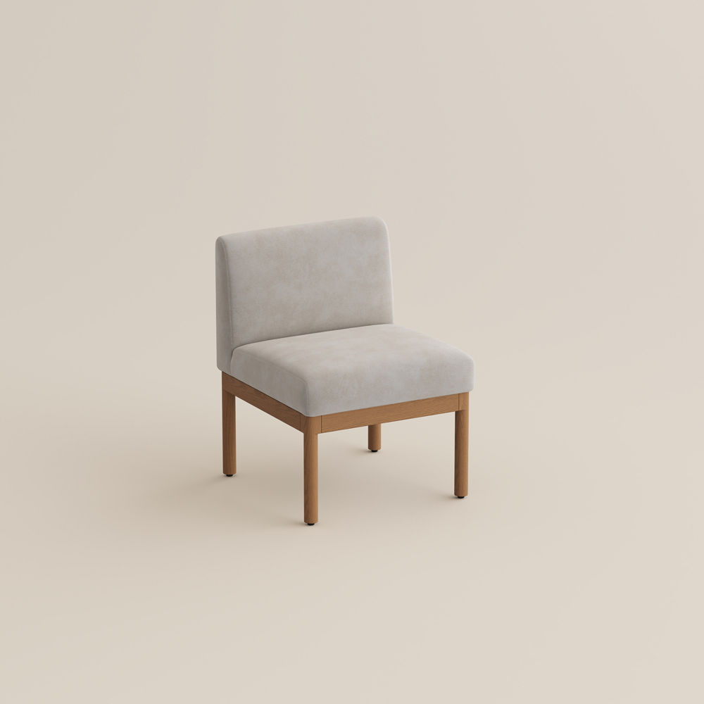 Beige & Light Walnut Cotton Linen & Ash Wood Dining Chairs