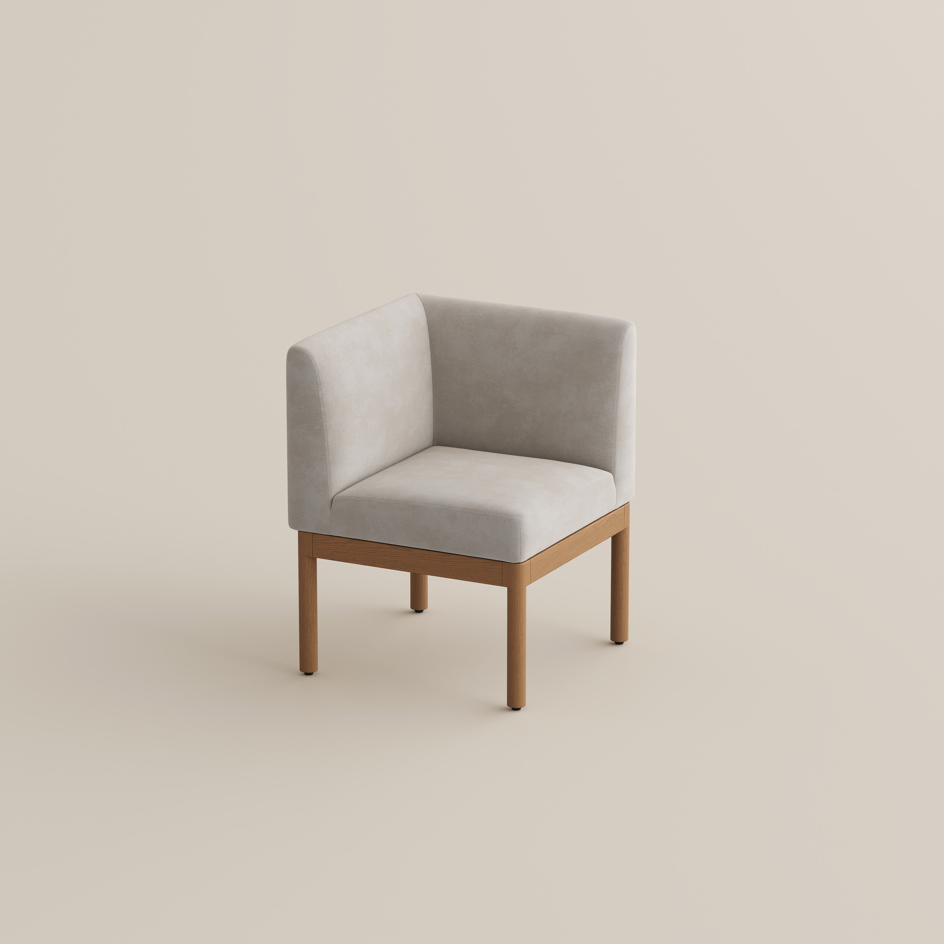 Beige & Light Walnut Cotton Linen & Ash Wood Dining Chairs