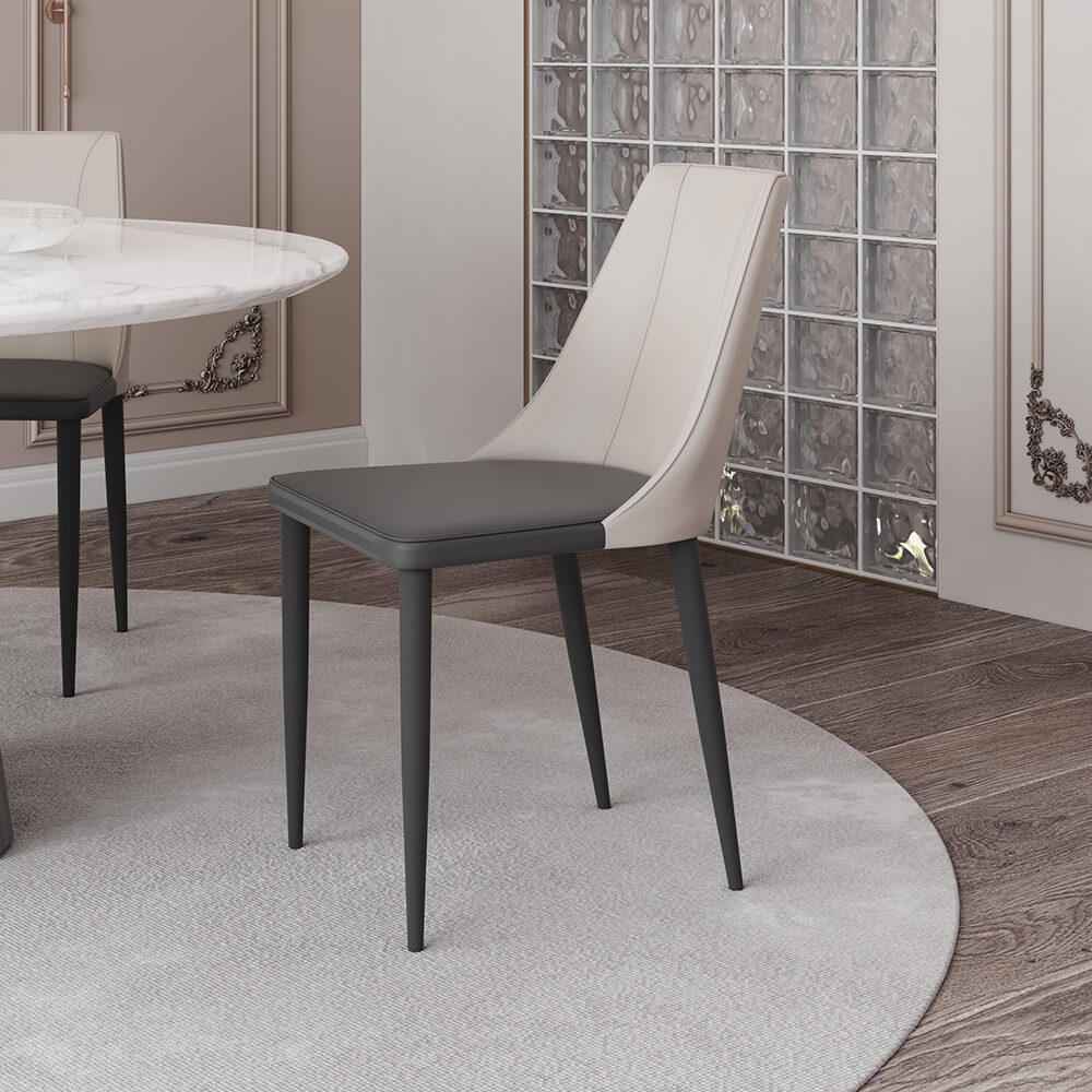 Two-piece Gray PU Dining Chairs