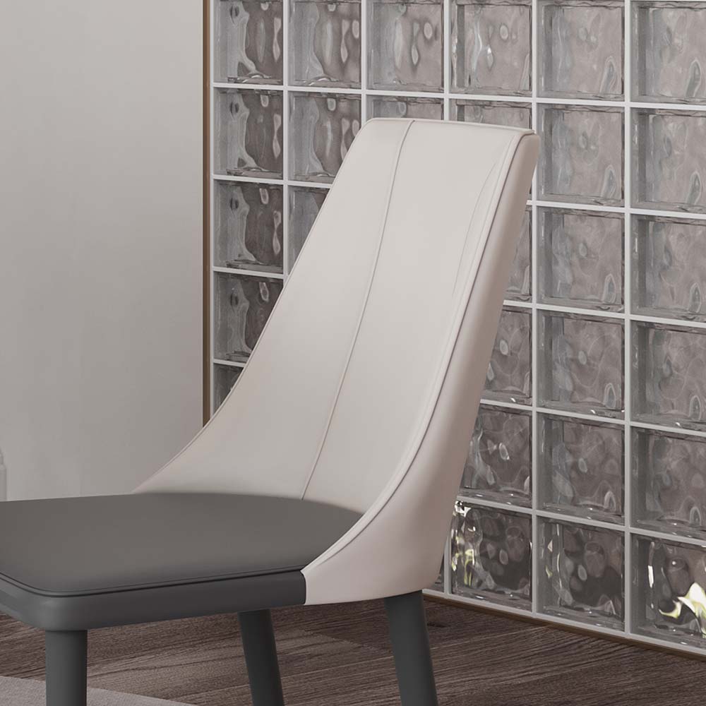 Metal Leg Gray PU Dining Chairs