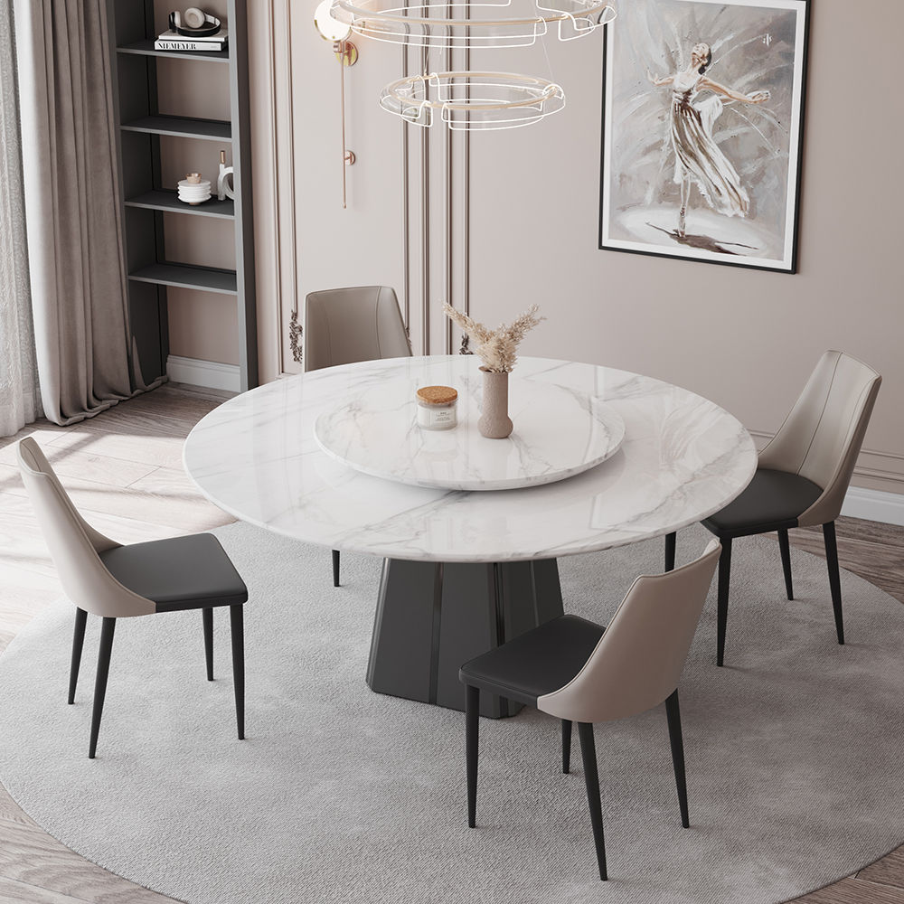 Metal Leg Gray PU Dining Chairs