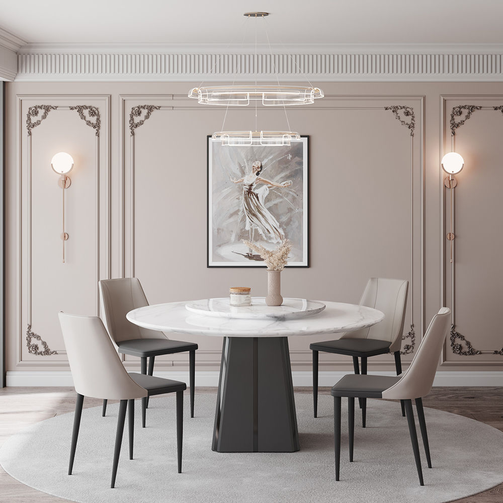 Color Matching Gray PU Dining Chairs