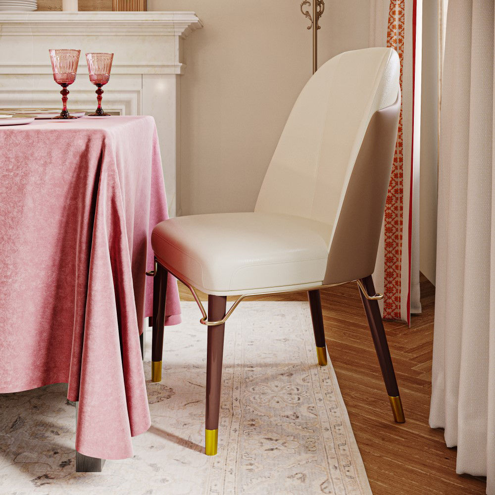 Partly Assemble Beige Leather Dining Chairs