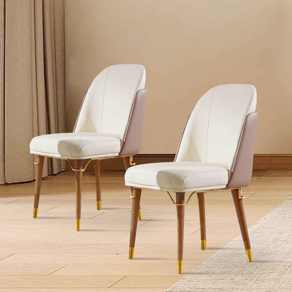 Modern Beige Leather Dining Chairs