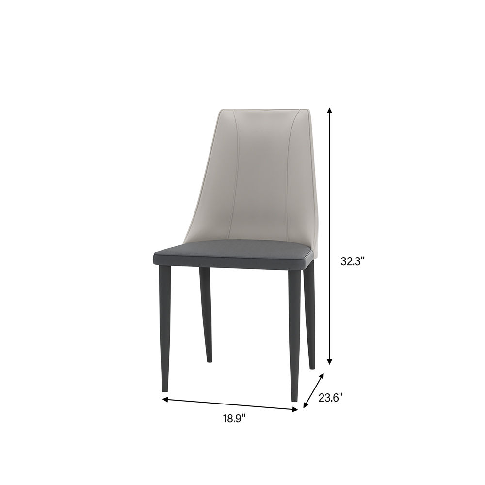 Two-piece Gray PU Dining Chairs