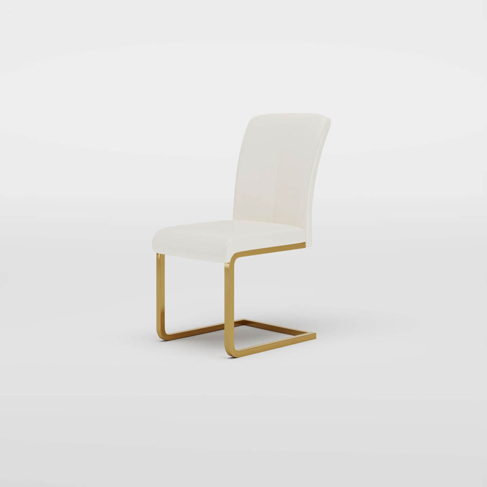 Parzialmente assemblato Beige Pelle Sedie da pranzo