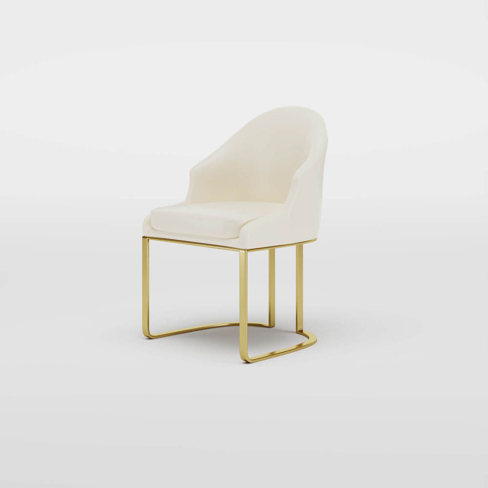 Lusso moderno Beige Pelle Sedie da pranzo