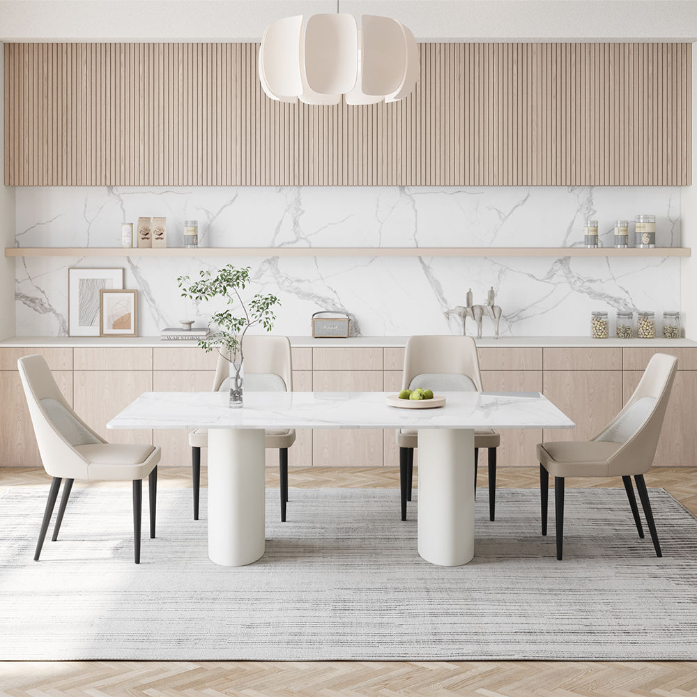 Pure Color Gray PU Dining Chairs