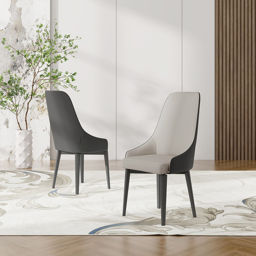 Leather Dark Gray PU Dining Chairs