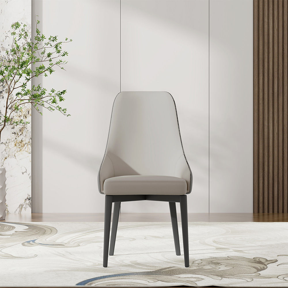 Fully Assemble Dark Gray PU Dining Chairs