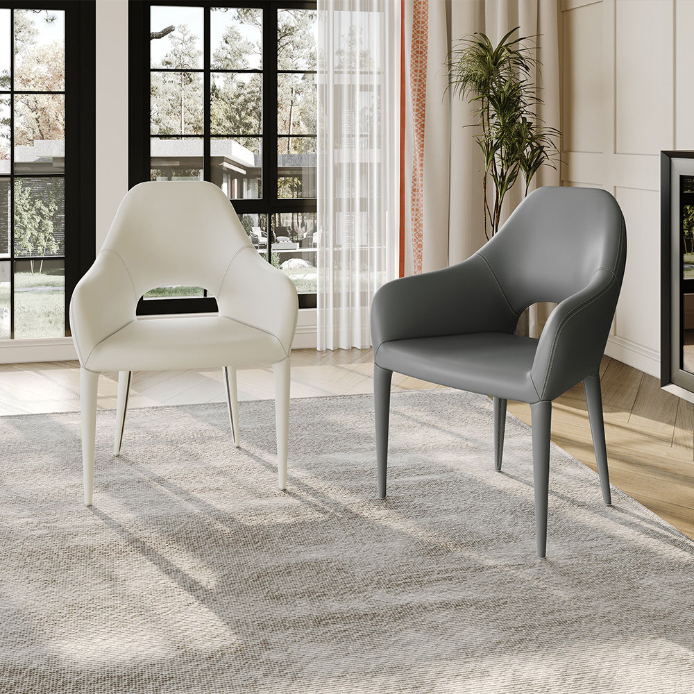 Leather White PU Leather Dining Chairs
