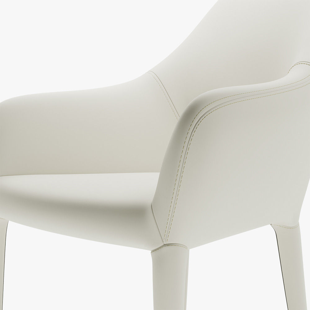 Leather White PU Leather Dining Chairs