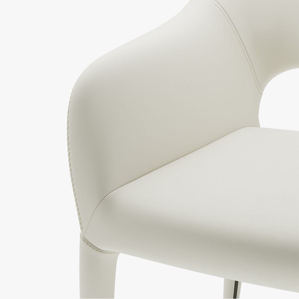 Fully Assemble White PU Leather Dining Chairs