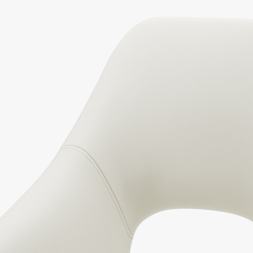 Fully Assemble White PU Leather Dining Chairs