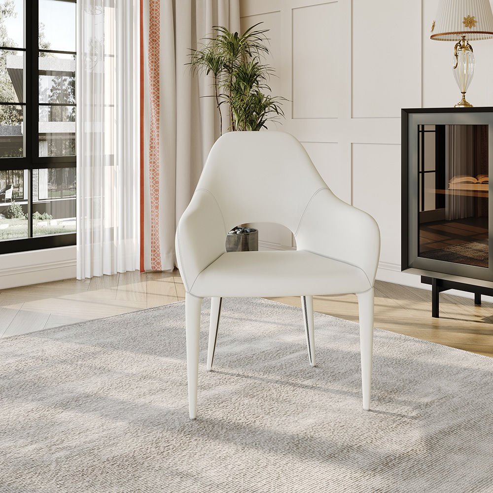 Leather White PU Leather Dining Chairs