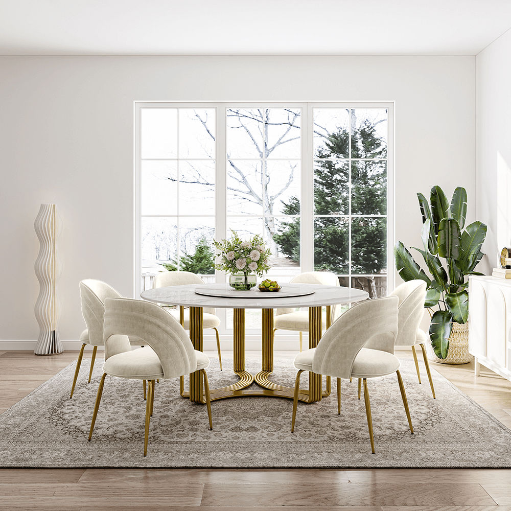 Two-piece Beige Leather Dining Chairs