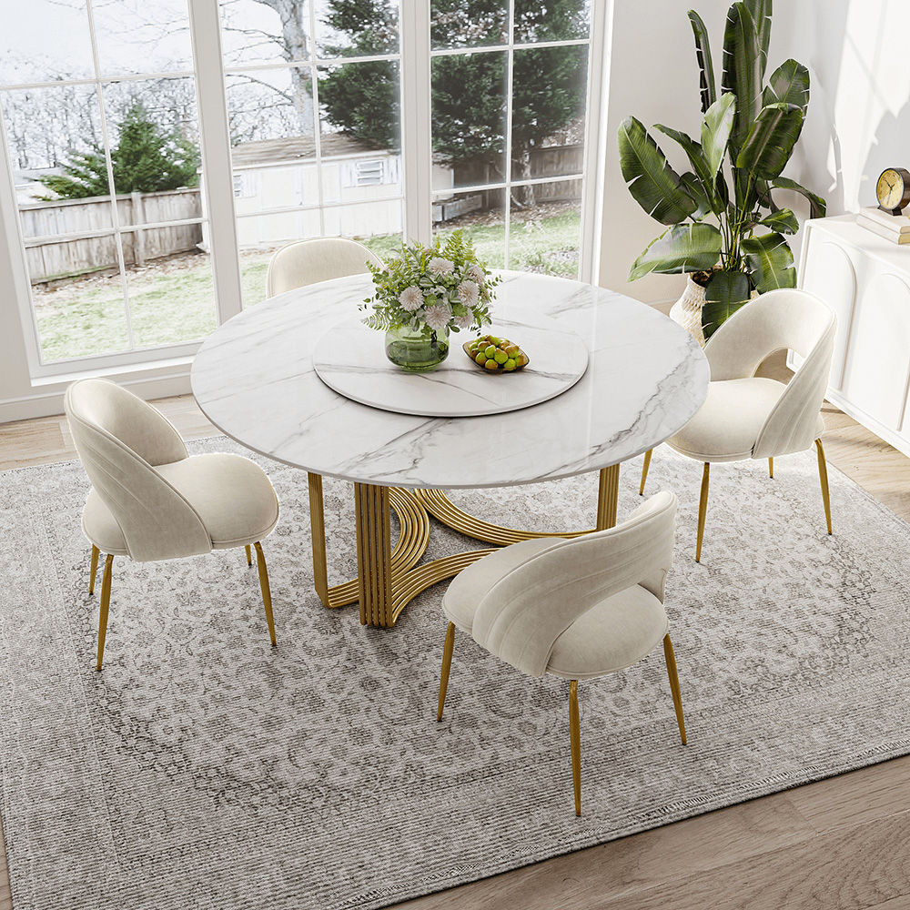 French Creamy Beige Leather Dining Chairs