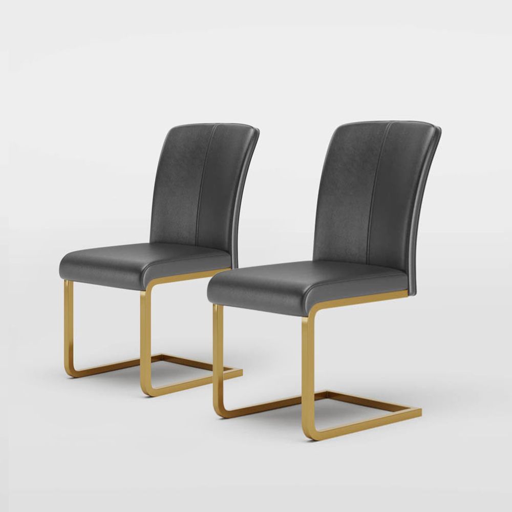 Modern Black Leather Dining Chairs