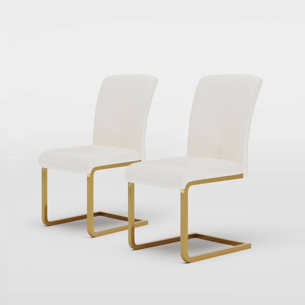 Partly Assemble White Leather Dining Chairs