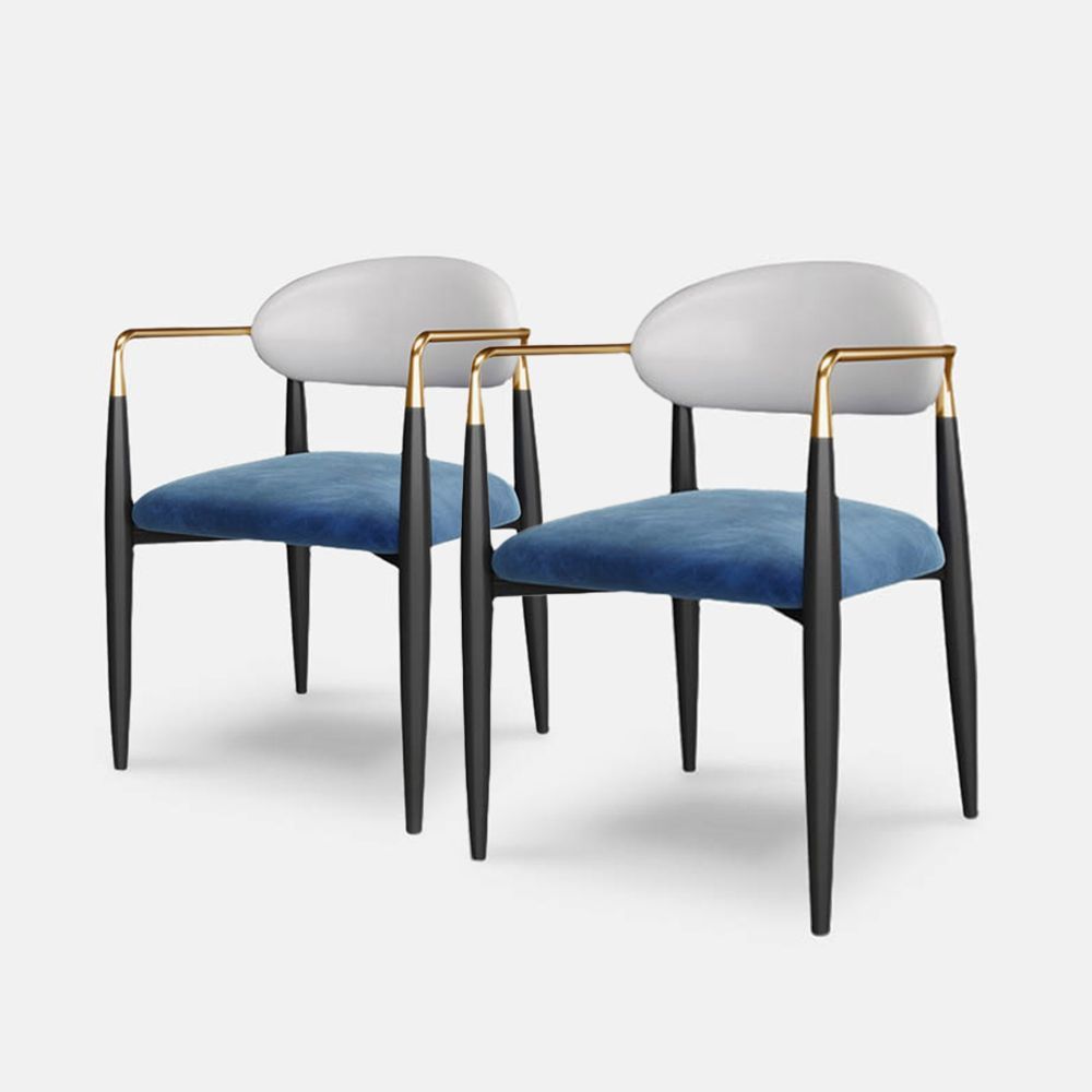 Metal Leg White Velvet Dining Chairs