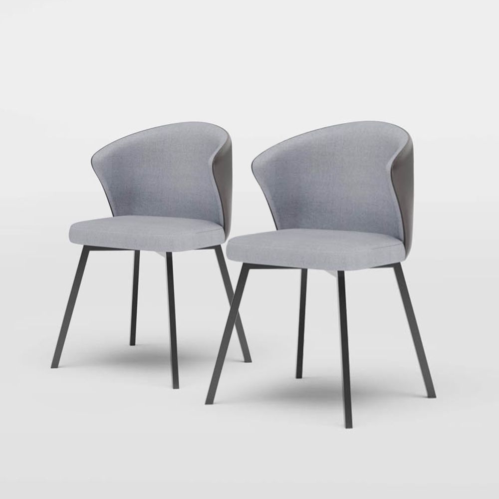 Gray Fabric + Leather Dining Chairs