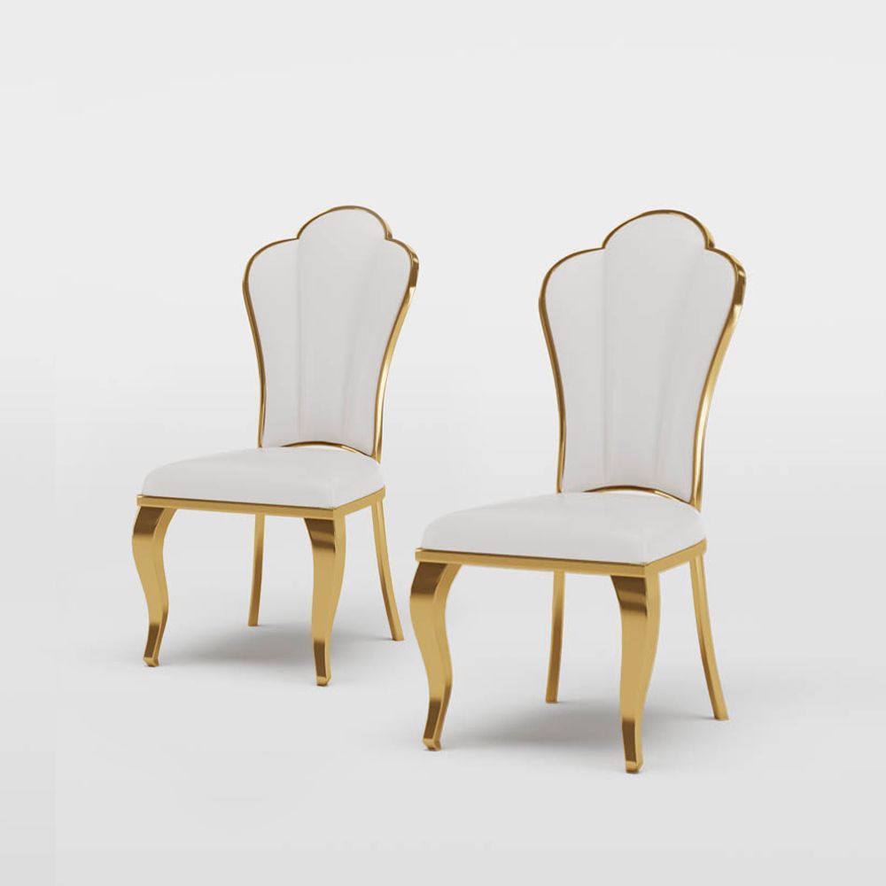 Fully Assemble White PU Leather Dining Chairs