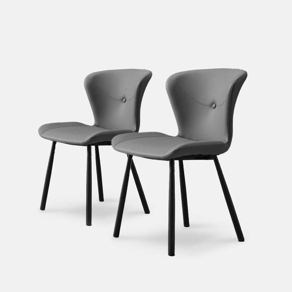 Partly Assemble Gray PU Dining Chairs