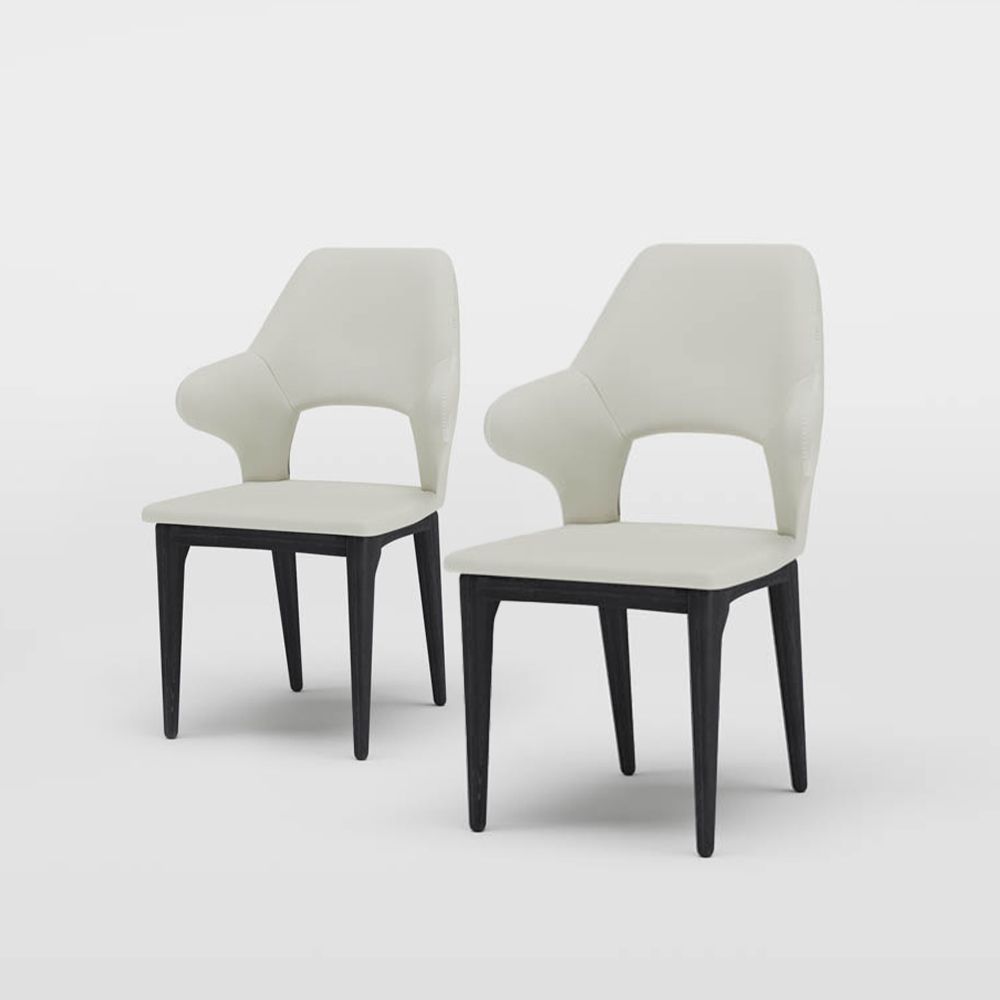 Metal Leg Light Gray Leather Dining Chairs