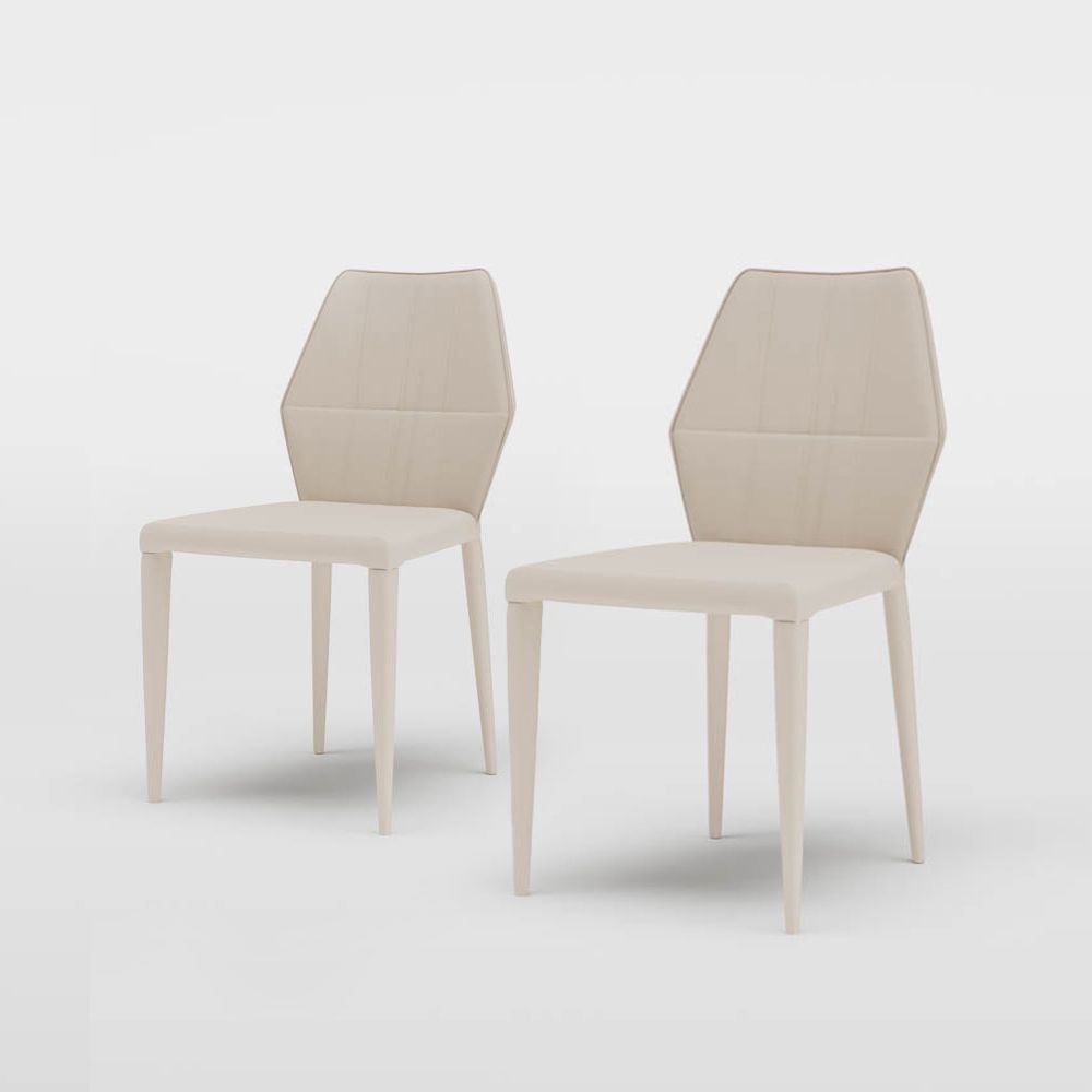 Pure Color White PU Dining Chairs